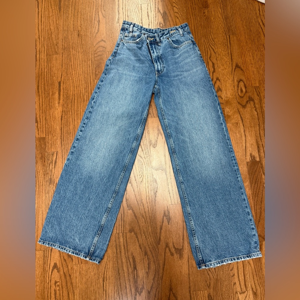 Zara crossover waist Relaxed Wide-Leg Jeans